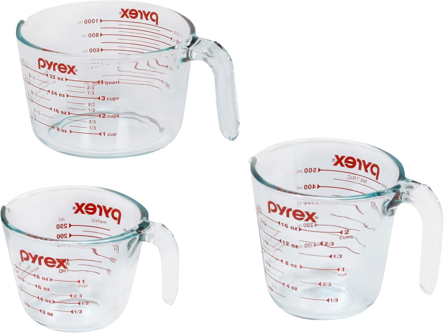 Pyrex Glass Measuring Cups, 3-Piece