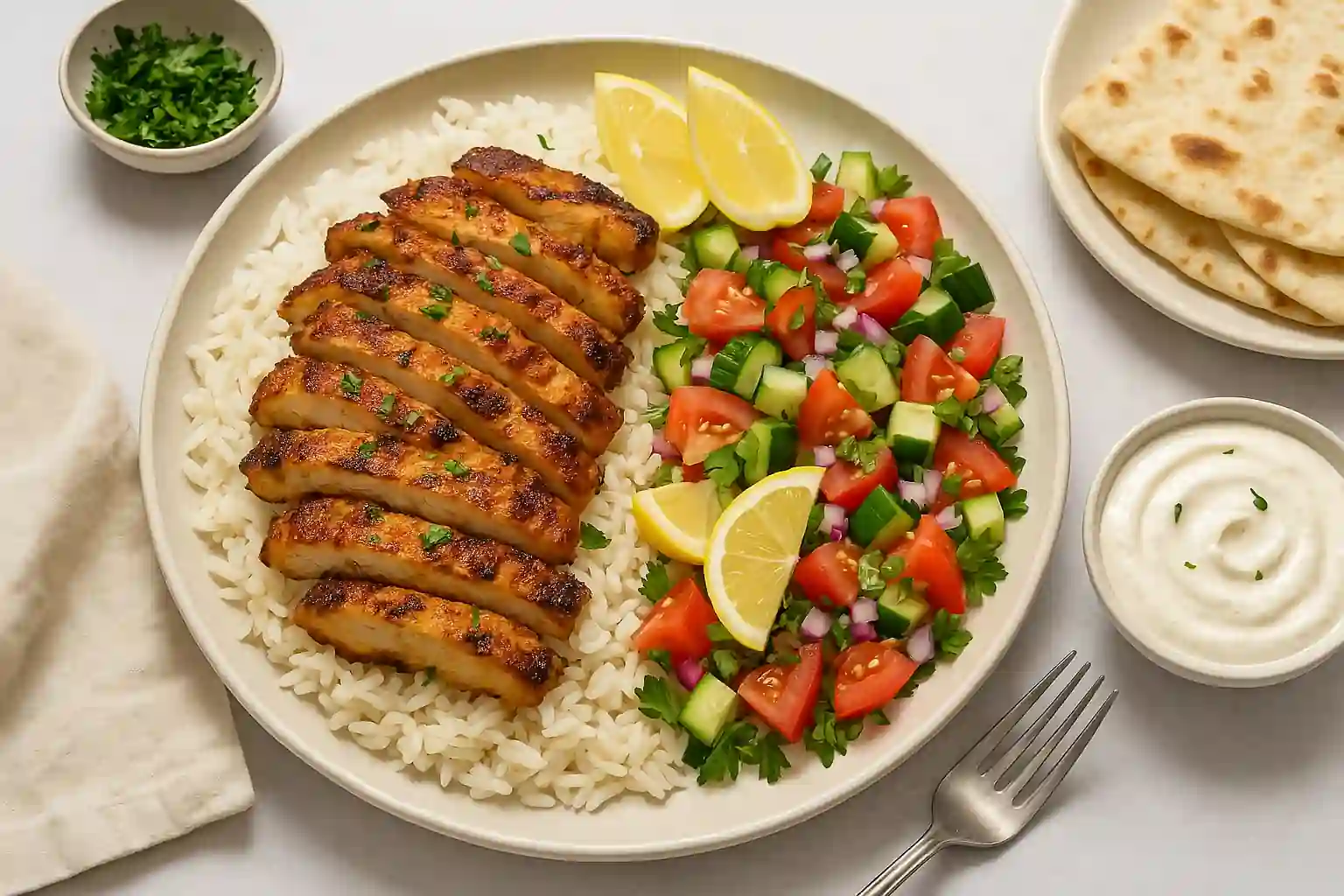 Vibrant, well-plated Middle Eastern dish inspired by the Terra Massoud recipe, styled with modern presentation, soft shadows, and clean background.